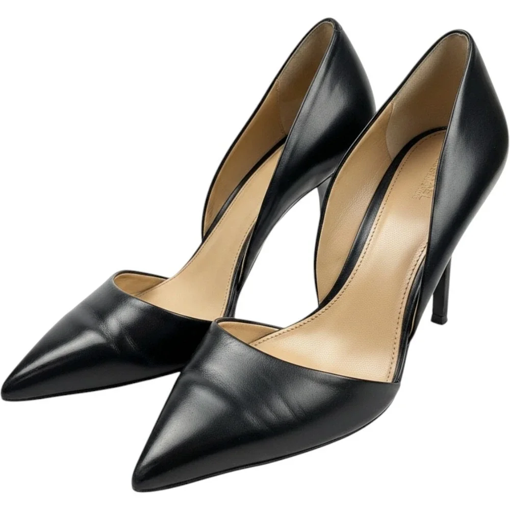 Michael Kors Black Leather Pointed Toe DOrsay Stiletto Pumps Women's Size 10M